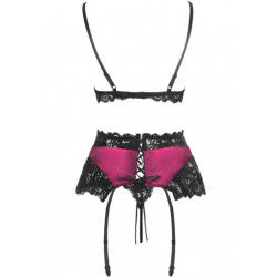 Livco Corsetti Fashion - Nahir Lc 20214 Soutien-Gorge + Culotte + Porte-Jarretelles L/Xl